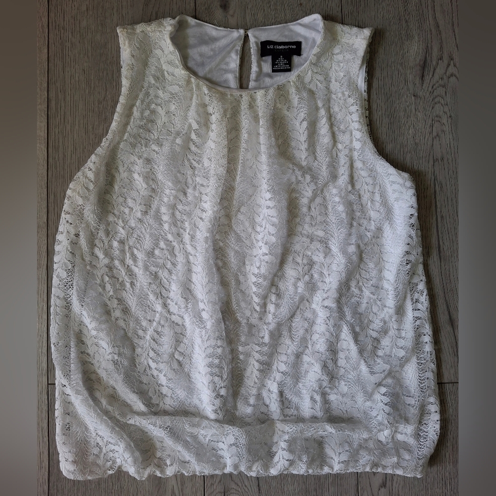 Liz Claiborne White Sleeveless Top Size Small